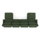 Elegant Four-Seater Sofa with Movable Ottoman, Lumbar Pillow, Green Chenille Fabric, Solid Wood Frame