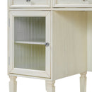 Multi-Functional 2-in-1 Vanity Desk with Flip-Top Mirror, White Oak, MDF Material, 46.5-Inch