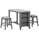 5-piece Counter Height Dining Table Set with Built-in Storage Shelves,Grey(OLD SKU W504S00143)