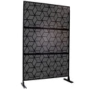 Outdoor & Indoor Privacy Screen Metal Privacy Screen 76' H×48' W, Freestanding Decorative Privacy Screen for Deck Balcony Patio, Privacy Fence Panels for Outside Lawn Garden PS116 BLACK