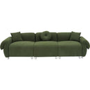 green teddy velvet fabric, with 3 pillows, three-person sofa can be placed in the living room and other scenes