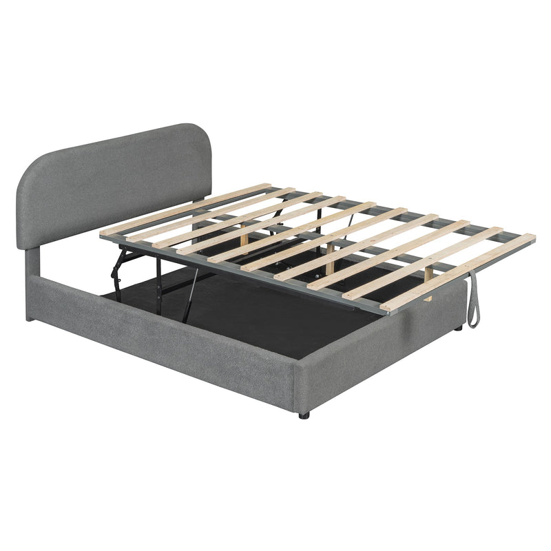 Walker Edison | Teddy Upholstered Full Size Platform Bed with Storage