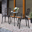 Black Bistro Set Umbrella Hole Cast Aluminum Outdoor Patio