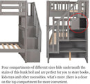 Twin Over Twin Bunk Beds With Stairs Grey For Kids Dorm