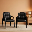 Black Leather Guest Chair 2 Pack With Padded Armrests