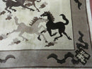 4' X 6' Modern Tibetan Nepal Art Deco Chinese Hand Knotted Wool Rug Horses Nice