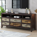 Retro Distressed Wooden TV Stand for TVs up to 65 Inches, Entertainment Center Media Console with 6 Drawers and 3 Shelves for Living room, Brown