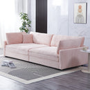 Elegant Pink Corduroy Sofa with Throw Pillows and Backrests for Living Room Leisure