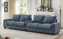 Modern 4-Seater Corduroy Sofa Couch with USB Ports, Hidden Storage, Flip-Top Cup Holders, Blue, 133'