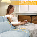 Elegant Two-Seater Sofa with Ottoman and Lumbar Pillows, Sky Blue Chenille, High-Quality Wood