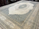 Palace Size Pak Persian Rug 12x18, Haji Jalili Design, Pakistani Carpet, Oat and Light Blue, Fine 260 KPSI