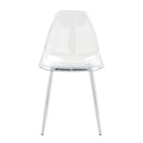 Transparent and Stylish Ergonomic Dining Chair with Silver Metal Legs and Transparent Seat Cushion, One Box of Three
