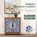 Blue Porcelain Front Accent Storage Cabinet With 2 Doors