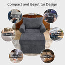 Gray 35 Inch Accent Chair With Ottoman And Chaise Lounge