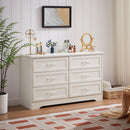 Modern 3 Drawer Bedroom Chest of Drawers with 6 Drawers Dresser, Clothes Organizer -Metal Pulls for Living Room, Bedroom, Hallway, White,47.6" x 15.7" x 28.9"