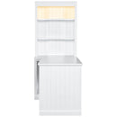 83.4'Tall Bookshelf with Writing Desk, Modern Bookcase with Study Desk, Workstation with Storage Shelf,Storage Bookcase with Open Shelves and LED Lighting for Living Room,Home Office,White