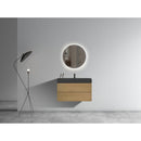 U092-Alice36W-106 Alice 36" Natural oak Bathroom Vanity with Sink, Large Storage Wall Mounted Floating Bathroom Vanity for Modern Bathroom, One-Piece Black Sink Basin without Drain, Pre-assembled