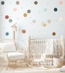 Rainbow of Watercolor Polka Dots - Fabric Nursery Wall Art Decals