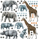 Animated Safari Animals, Jungle Creatures - Fabric Nursery Wall Art Decals