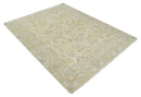 Earthy Neutral Traditional Beige and Silver Antique Style Hand knotted Wool Area Rug, Kids, Living Room and Bedroom Rug