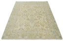 Earthy Neutral Traditional Beige and Silver Antique Style Hand knotted Wool Area Rug, Kids, Living Room and Bedroom Rug