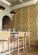 Campanas Wallpaper, butter yellow and slate blue