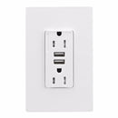 Eaton TRUSB5A15W Combo USB Charger Tamper Resistant Duplex Receptacle
