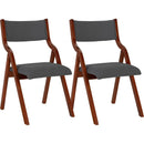 Upholstered folding Dining chair, space saving, easy to carry, Dining Room, 2-Pack-Grey+Cherry