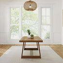 72 Inch Farmhouse Dining Table Solid Wood Rustic Kitchen Table Pecan Wirebrush