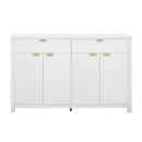 Modern Wave-Pattern Sideboard Cabinet with 2 Drawers and 4 Doors, 3-Level Adjustable Shelves, Aluminum Arc Handles, Scandinavian Style, 3 Colors, Suitable for Entryway, Living Room, Foyer
