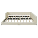 Queen Size & Twin XL Size Upholstered Platform Bed, Mother & Child Bed, PU Leather, Beige