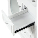 30' Bathroom Vanity with Sink, Bathroom Vanity Cabinet with Three Drawers and Door, Solid Wood and MDF, White