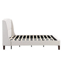 King Size Bed Frame Upholstered Platform Bed with Wingback Headboard,Beige