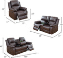 Black Vegan Leather 3 Seater Recliner Sofa Cupholders