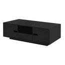 U-Can Modern High Glossy Rectangle Coffee Table, Stylish Center Table with Storage Space, Accent Furniture with 16 Color LED Lights for Living Room