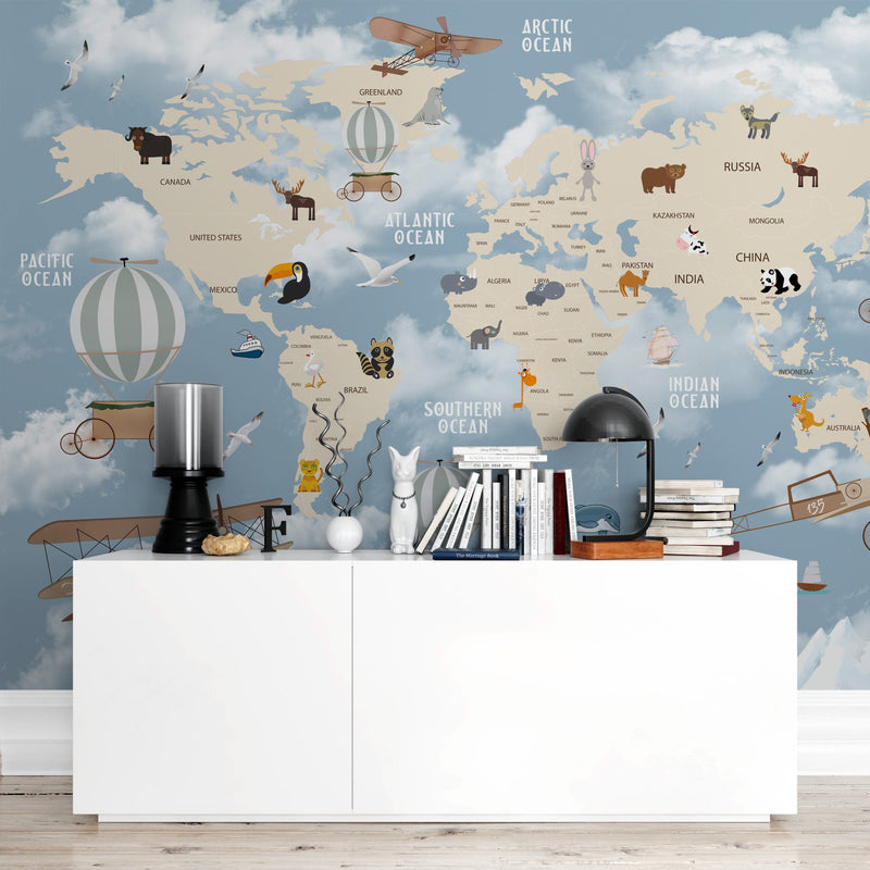 World Map Mural Wallpaper