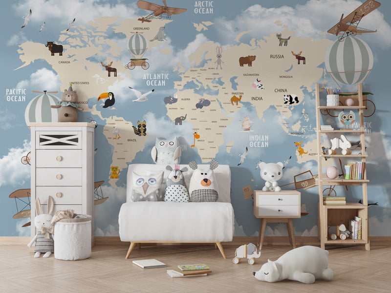 World Map Mural Wallpaper