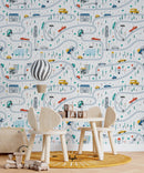 Playroom Wallpaper for Boy's Room | Cars, Roads, Houses