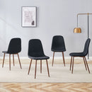 Luxury Simple Chair (Set of 4) Linen Cotton High Resilience Dining Chair With Metal Color Leg - Black / Walnut
