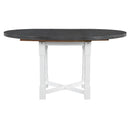 TREXM 5-Piece Extendable Dining Table Set for 4, Round Dining Table for 4 with Upholstered Chairs, Farmhouse Kitchen Table Set with Removable Leaf for Dining Room and Kitchen (Grey+White)