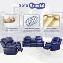 Dark Blue Leather Recliner Sofa Set For Living Room 3 Piece