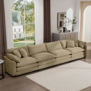 Modern Upholstered 4 Seater Fabric Sofa With Arm And Throw Pillows