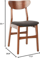 Walnut Finish Dining Chairs With Black Cushions Set Of 2