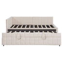 Full Size Upholstered L-Shaped Upholstered Daybed with Twin
Size Pop Up Trundle and USB ports, Beige