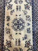 Silk Chinese Rug 3x5, Vintage Handmade Peking Carpet, Asian Oriental Art Deco Rug