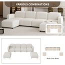 116x58" Velvet Modular Sectional Sofa,U Shaped Reversible Couch Set,Free Combination,6 Seat Sleeper Cloud Sofa Bed with Ottoman,Convertible Oversized Indoor Furniture Pieces for Living Room,Beige