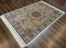 Turkish Silk Rug 5 x 7.6, Dome Design, Bamboo Silk, New