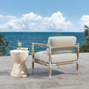 Oriana Aluminum Outdoor Patio Armchair with Thick Cushions in Light Grey