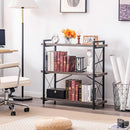 Three Tier Industrial Bookshelf With Rustic Open Metal Frame