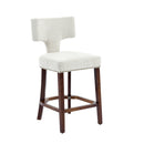 Mid Century Modern Counter Height Bar Stools Set of 2, Farmhouse Linen Fabric Upholstered Accent Chair Curved Backrest with Copper Nails around,Kitchen Chairs with Hardwood Frame, Beige
